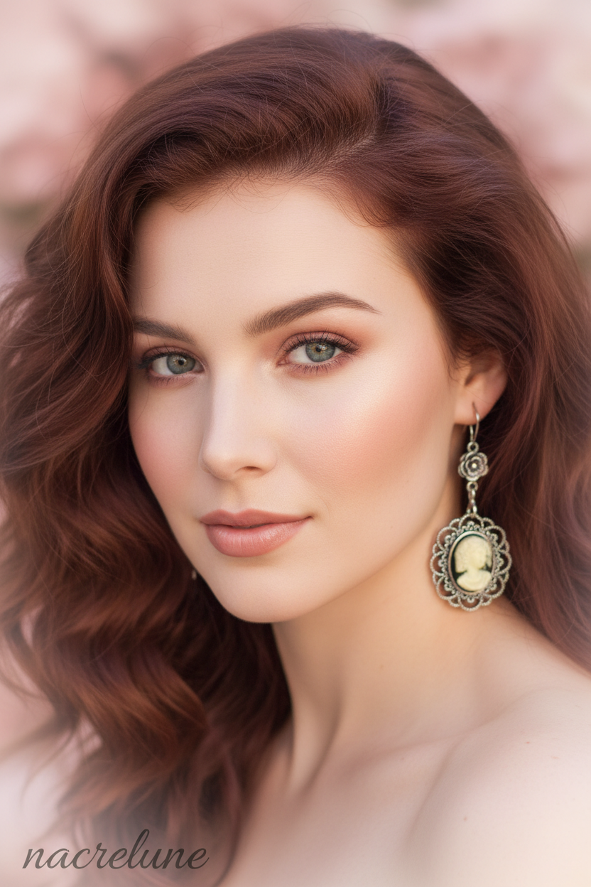 Boucles d’oreille camée jolie dame nacrelune.com boucles d'oreille