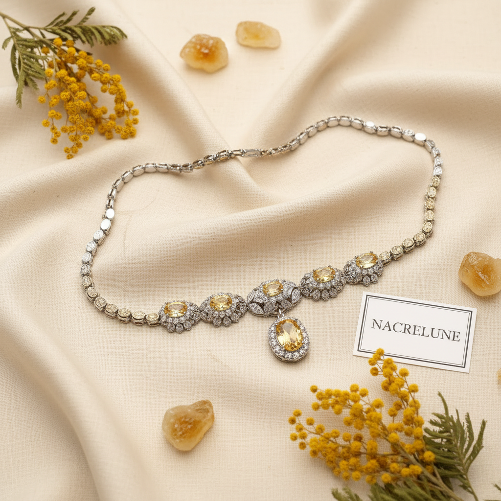 collier en zirconia imitation topazes jaunes nacrelune.com collier