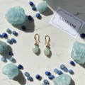 Boucles d'oreille en Aigue-Marine Facettée – Monture Dorée | NACRELUNE nacrelune.com boucles d'oreille