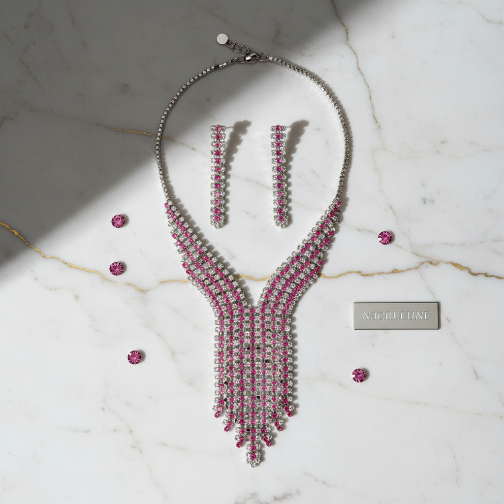 Parure en strass roses nacrelune.com parure