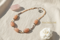 Collier en perles de culture avec grandes agates roses nacrelune.com collier