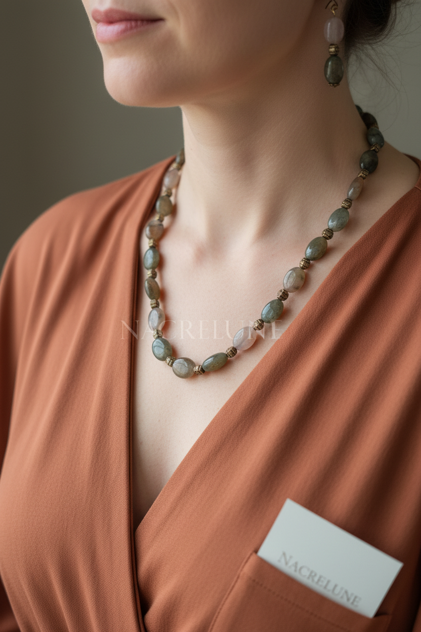 Parure en agate indienne naturelle nacrelune.com parure