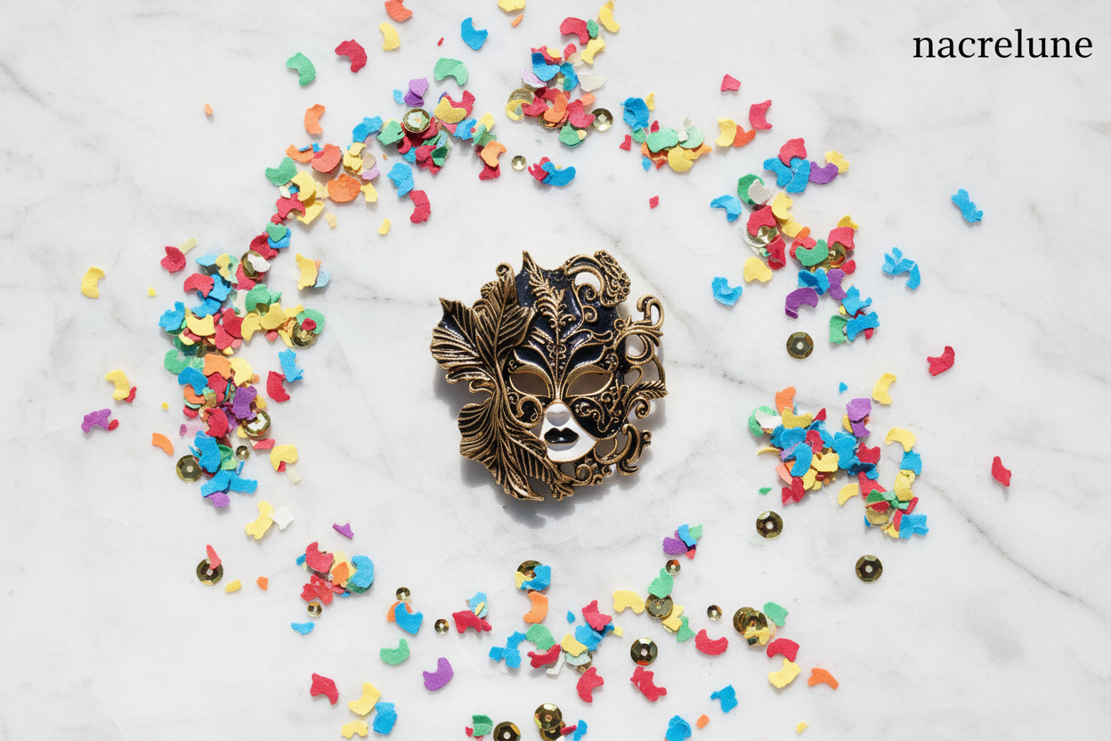 Broche masque carnaval Noir NACRELUNE