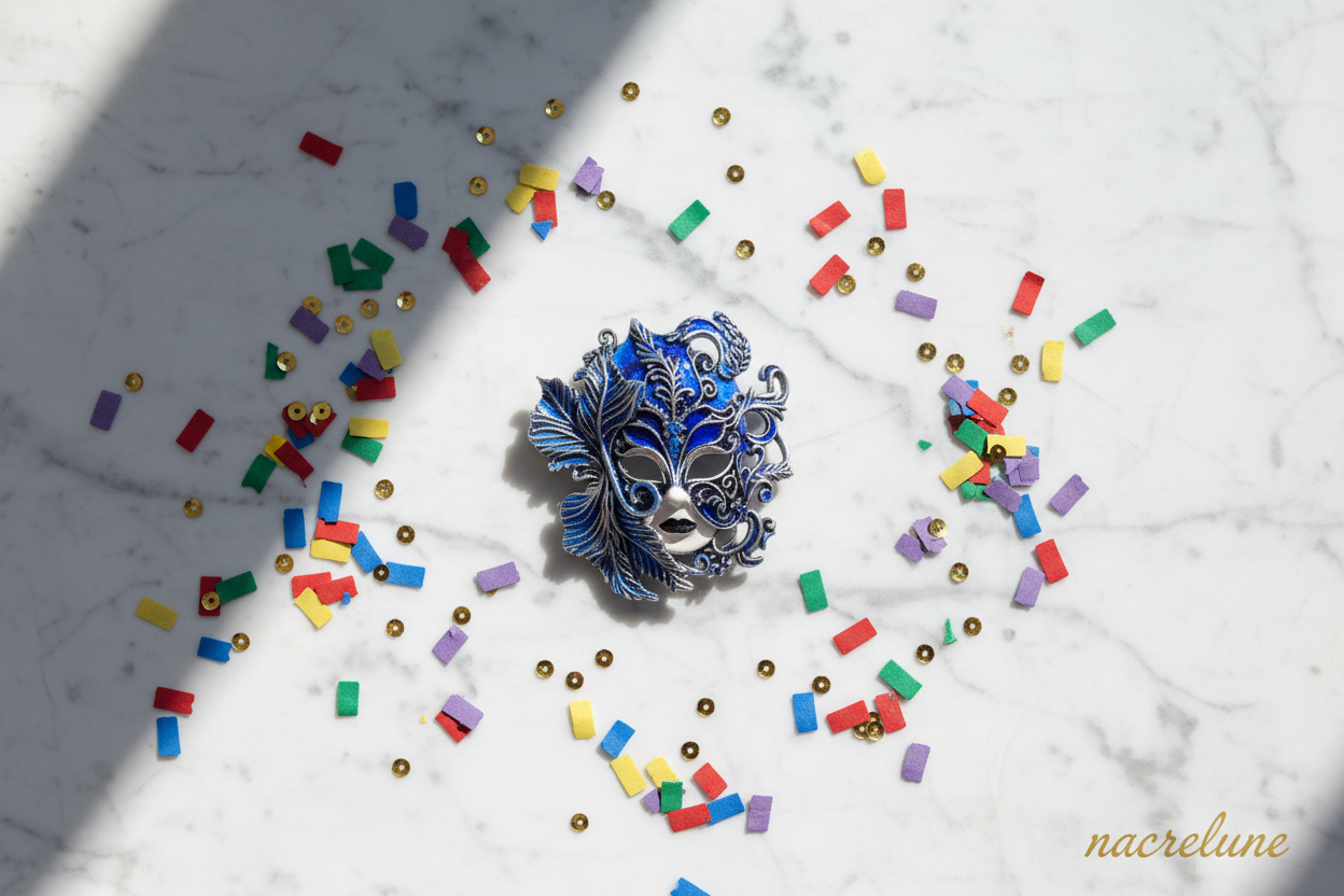 Broche masque carnaval NACRELUNE