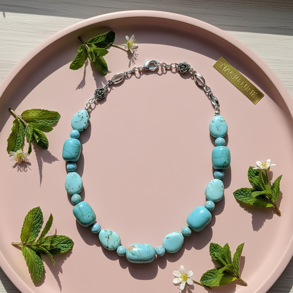 Collier en Turquoises Naturelles | Pierre de Protection nacrelune.com collier