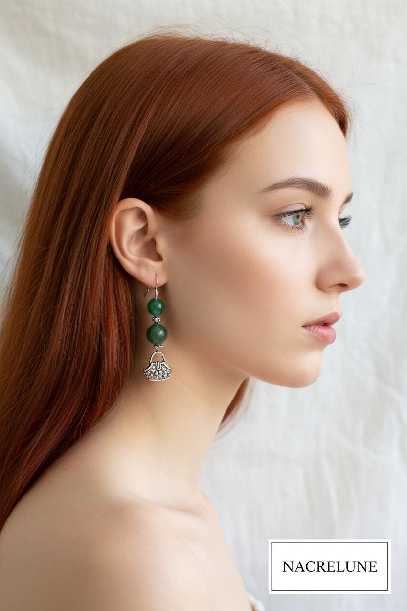 Boucles d'oreille en Agate Verte – Harmonie & Équilibre | NACRELUNE nacrelune.com boucles d'oreille