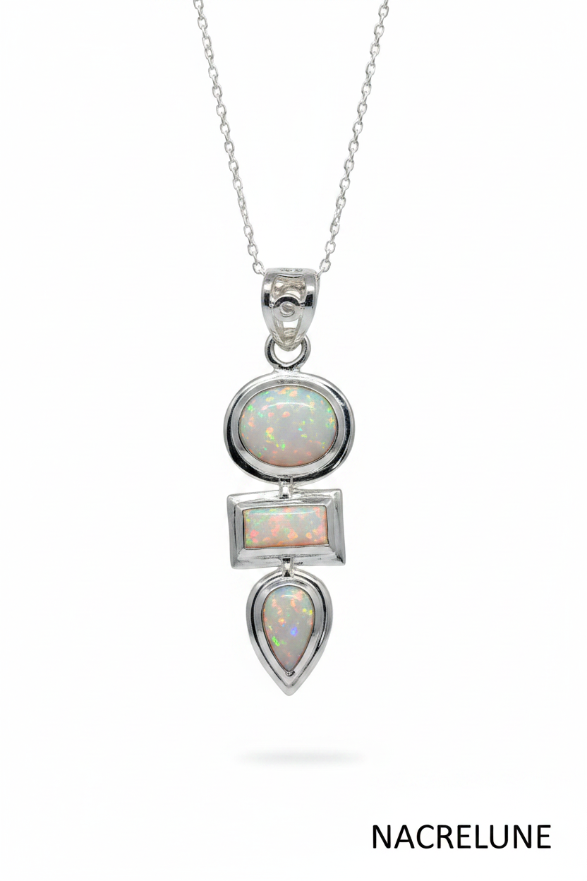 Pendentif en argent avec opale de synthèse nacrelune.com pendentif