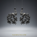 boucles d'oreille en strass en forme de paon noir nacrelune.com boucles d'oreille