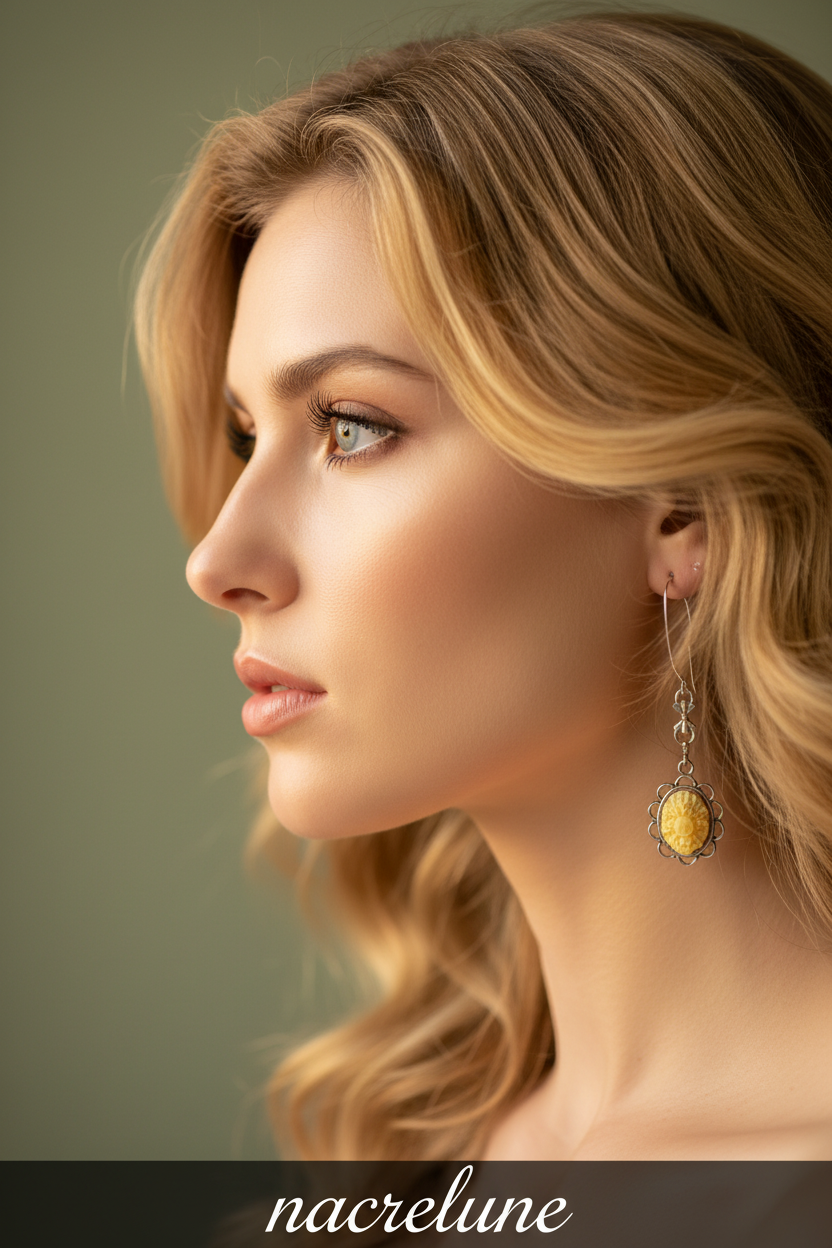 Boucles camée fleurs en resine nacrelune.com boucles d'oreille
