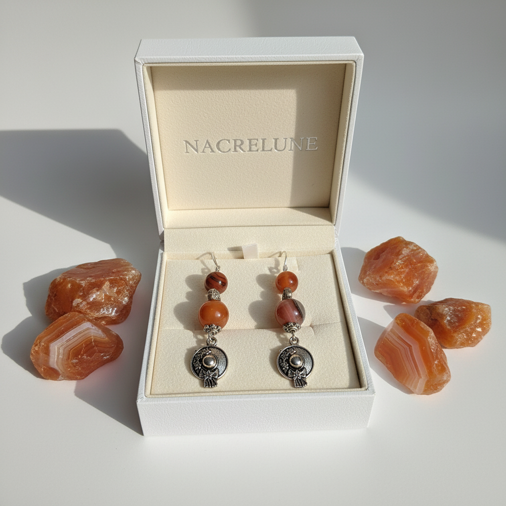 Boucles d'oreille en Agate Orange – Énergie & Vitalité | NACRELUNE nacrelune.com boucles d'oreille