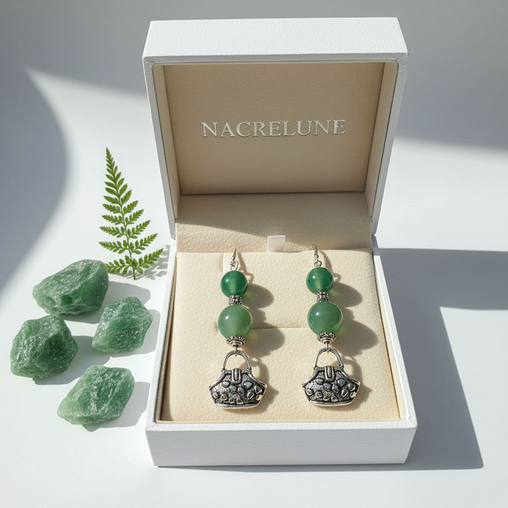 Boucles d'oreille en Agate Verte – Harmonie & Équilibre | NACRELUNE nacrelune.com boucles d'oreille