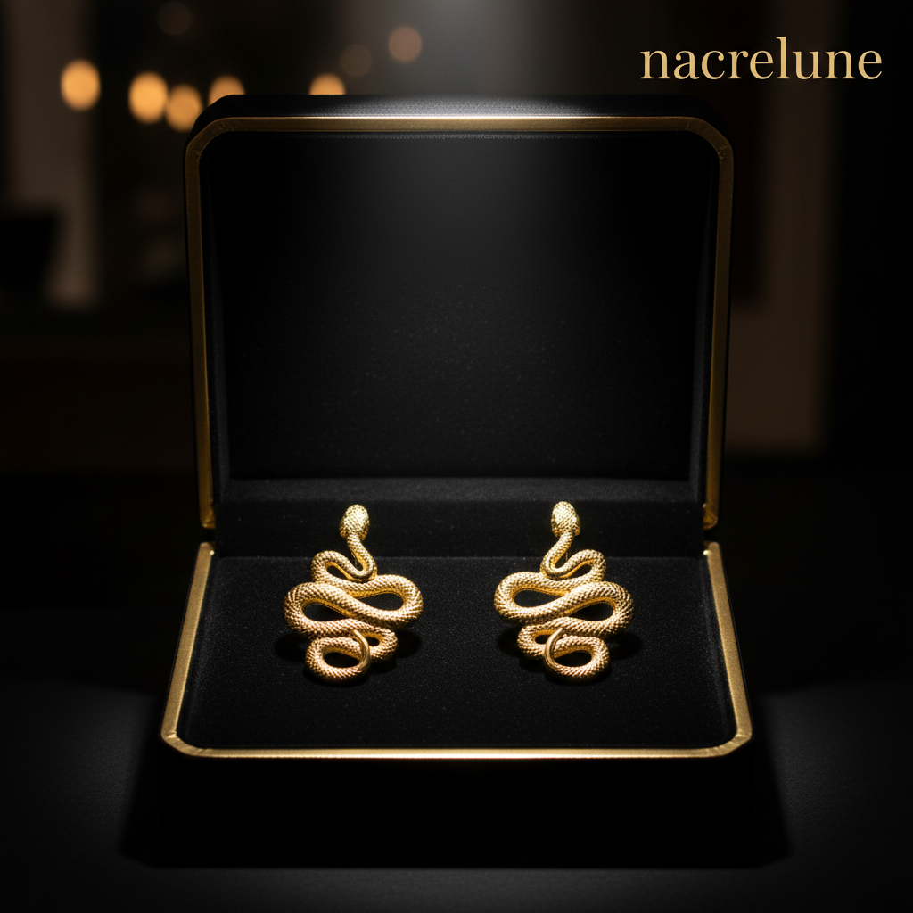 Boucles d'Oreille Serpent Plaqué Or – Bijou Mystique | NACRELUNE NACRELUNE boucles d'oreille