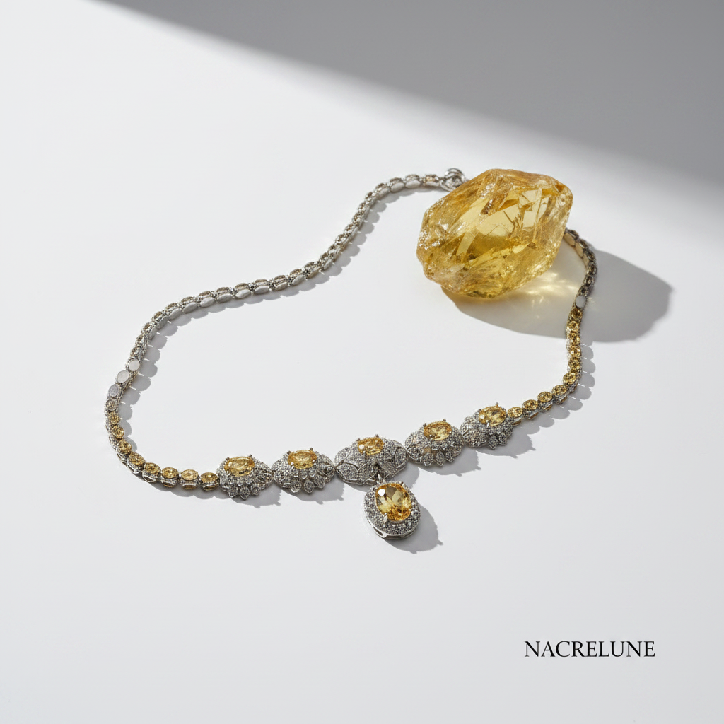 collier en zirconia imitation topazes jaunes nacrelune.com collier