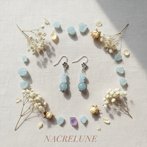 Boucles d'oreille Aigue-Marine | Pierres Naturelles | NACRELUNE nacrelune.com boucles d'oreille