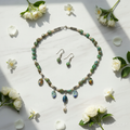 Parure en perles de verre millefiori et perles de culture nacrelune.com parure