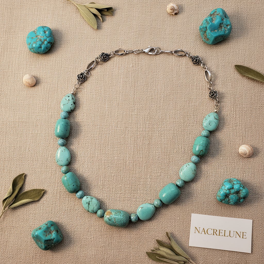 Collier en Turquoises Naturelles | Pierre de Protection nacrelune.com collier