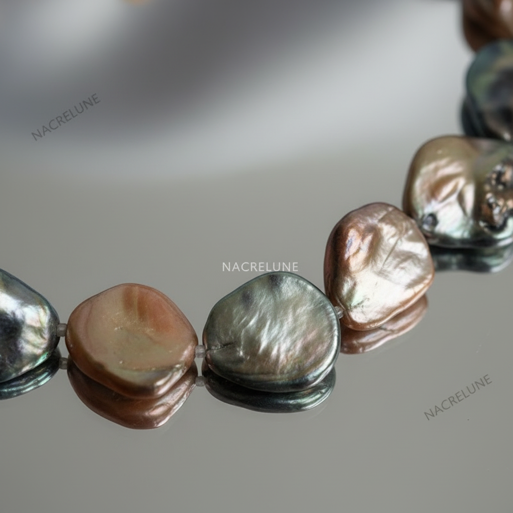 Collier en Pastilles de Nacre Métallisée – Bijou Artisanal Nacrelune nacrelune.com collier