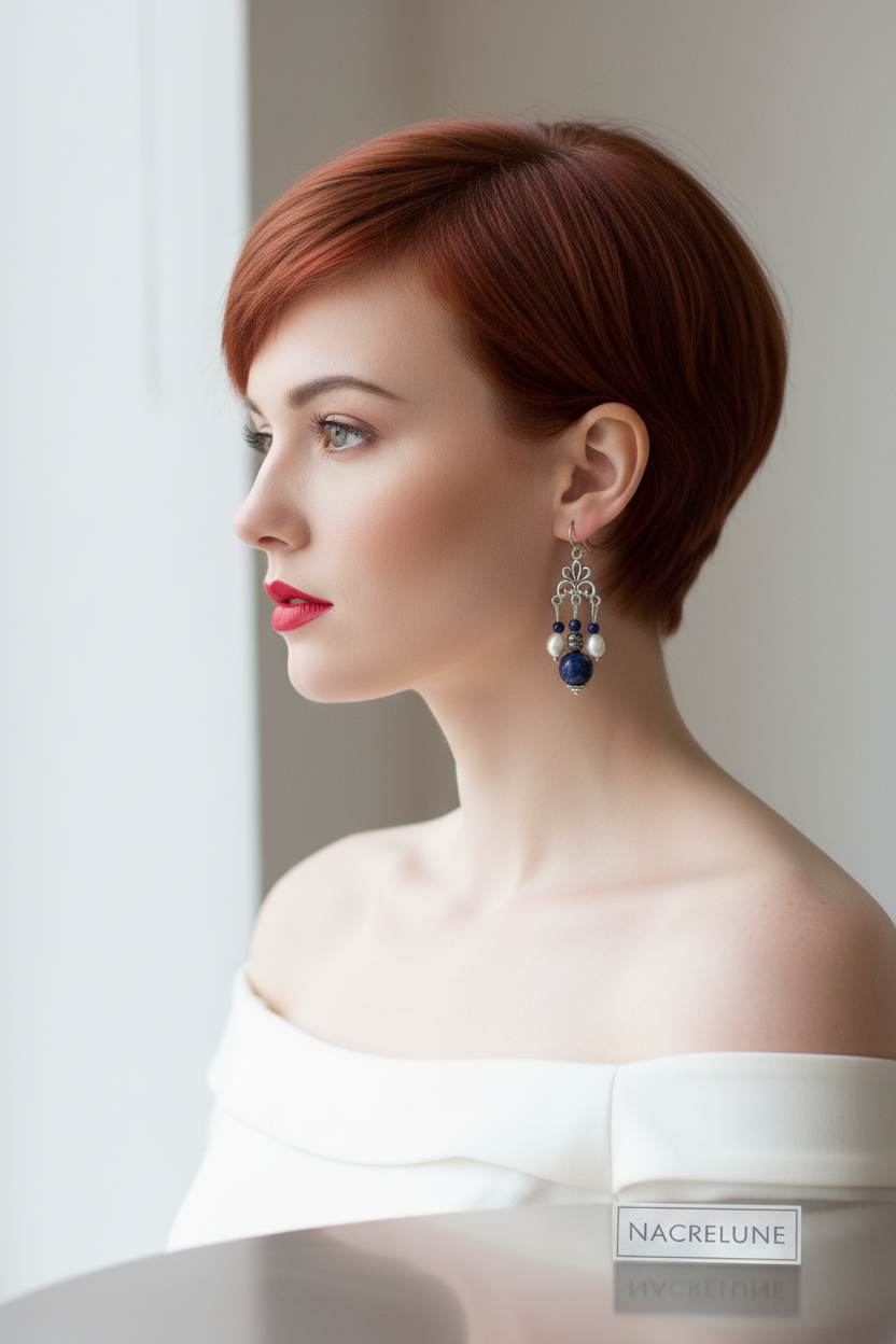Boucles d'Oreille en Lapis Lazuli & Perles | Pierre de Sagesse nacrelune.com boucles d'oreille