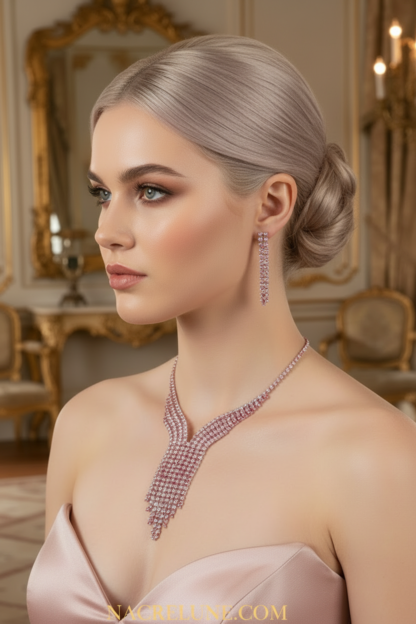 Parure en strass roses nacrelune.com parure