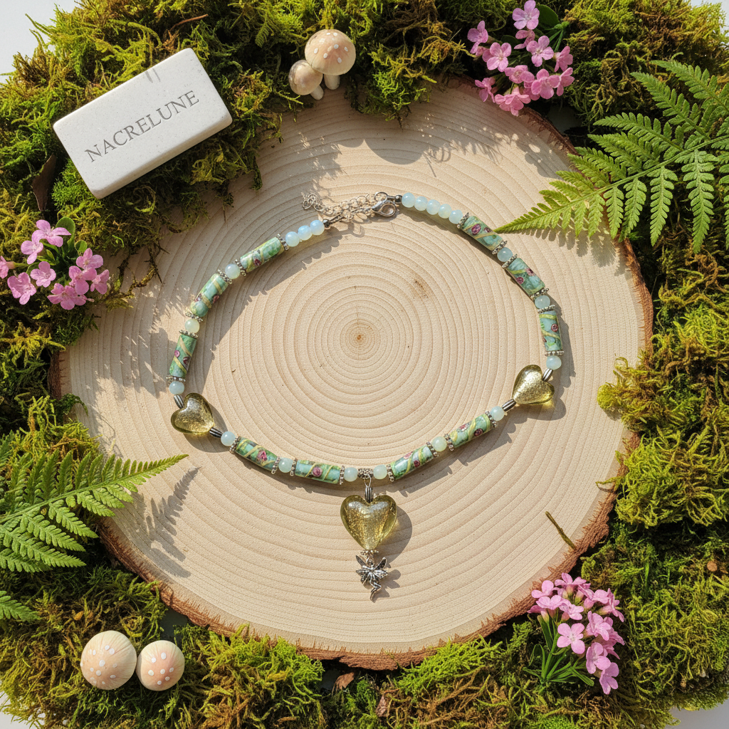 Collier en Perles de Verre Colorées – Cœurs & Pendentif Féérique | NACRELUNE NACRELUNE collier