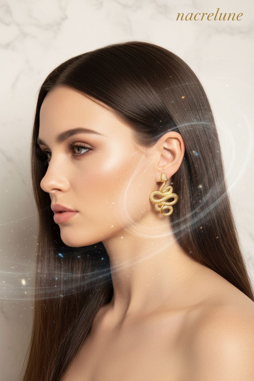 Boucles d'Oreille Serpent Plaqué Or – Bijou Mystique | NACRELUNE NACRELUNE boucles d'oreille