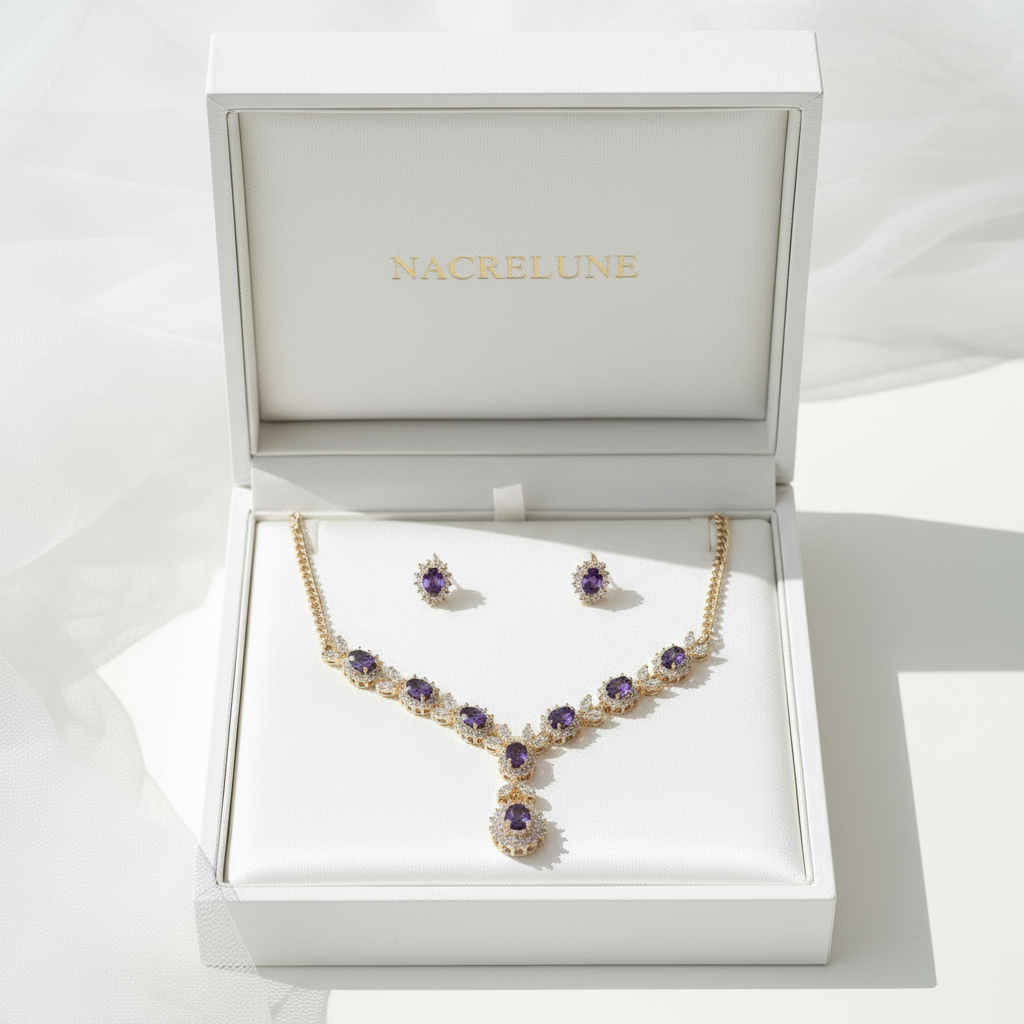 Parure zirconia améthyste nacrelune.com parure