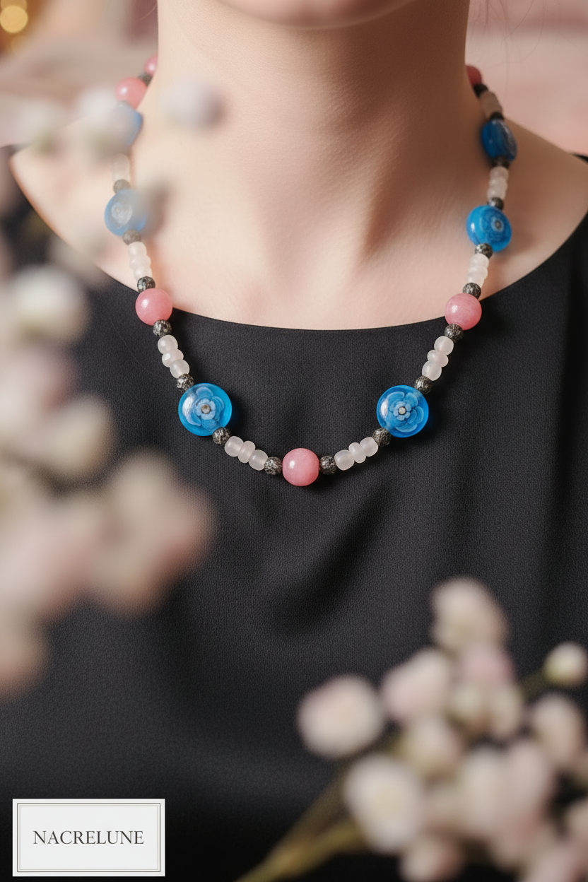 Collier en perles de verre nacrelune.com collier