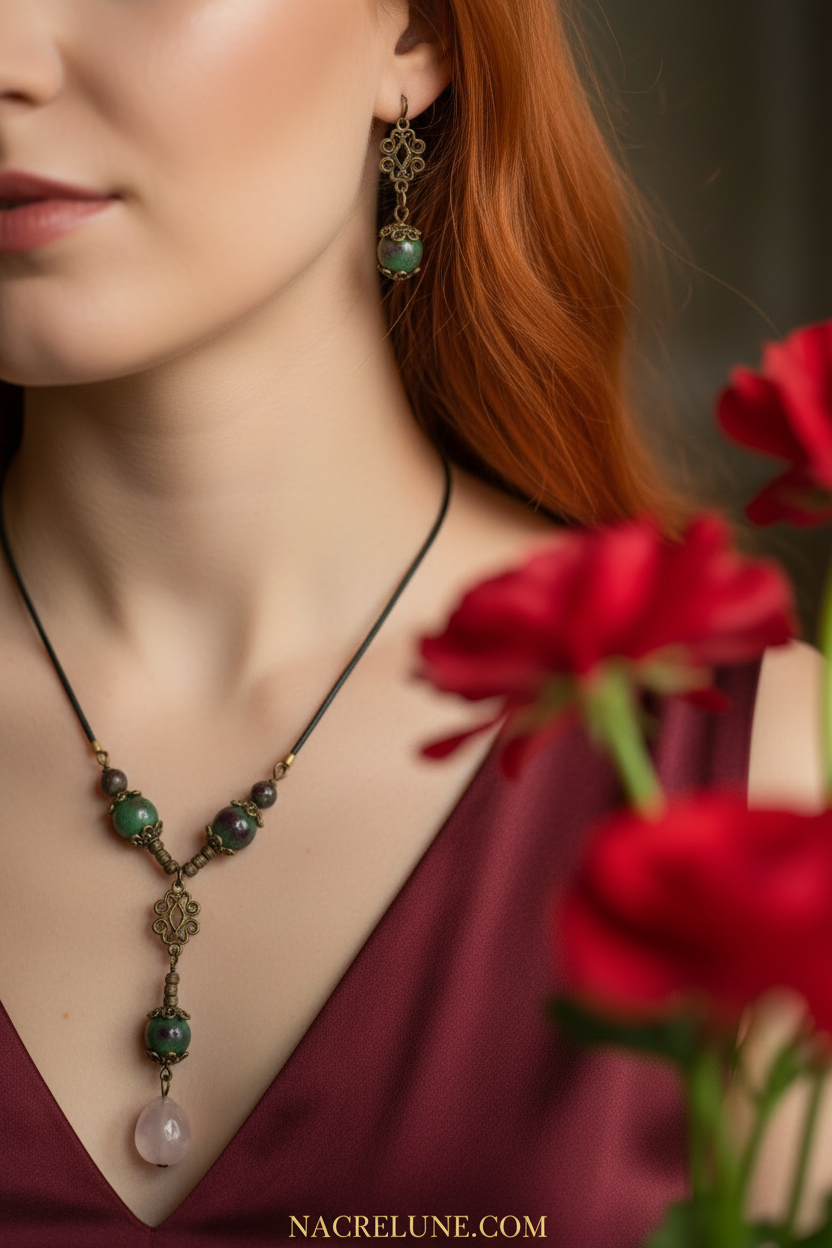 Parure en rubis zoïzite nacrelune.com parure