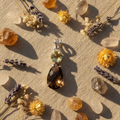 Pendentif en argent 925 avec citrine et quartz fumé taillés nacrelune.com collier