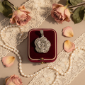Pendentif Argent 925 & Marcassites | Rose Sculptée Art Déco – Nacrelune nacrelune.com pendentif