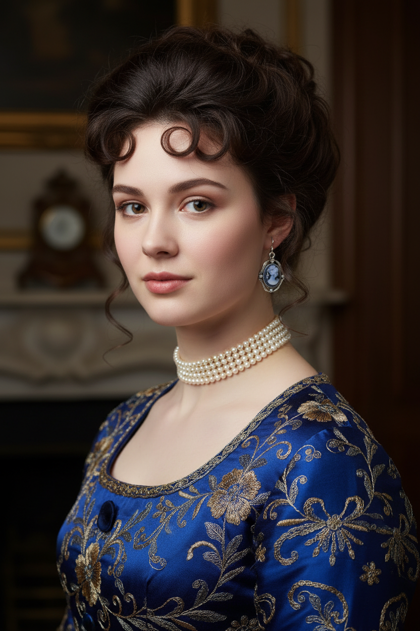 Boucles d'oreille fantaisie camée bleu strass gris nacrelune.com boucles d'oreille