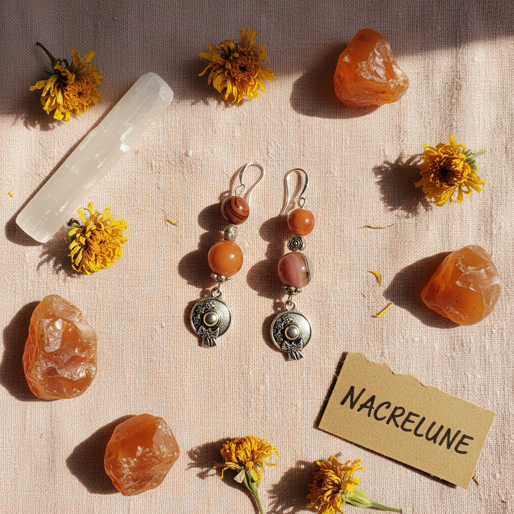 Boucles d'oreille en Agate Orange – Énergie & Vitalité | NACRELUNE nacrelune.com boucles d'oreille