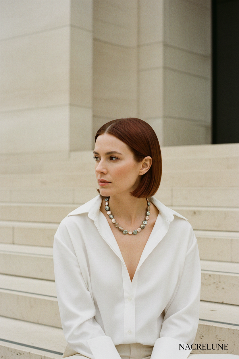 Collier en Pastilles de Nacre Métallisée – Bijou Artisanal Nacrelune nacrelune.com collier