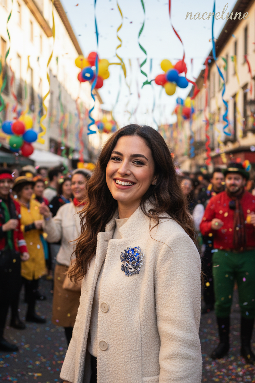 Broche masque carnaval NACRELUNE