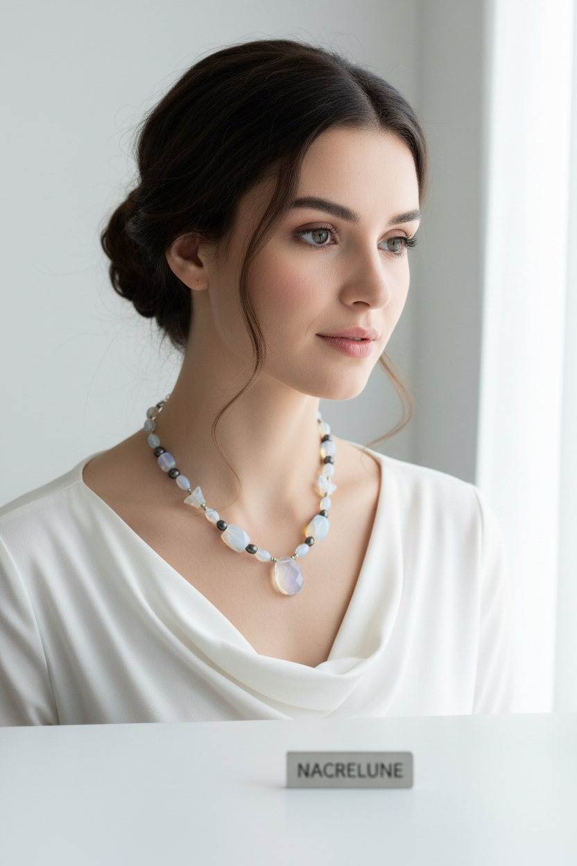 Collier en Opalite | Pierre de Lumière & Équilibre nacrelune.com collier