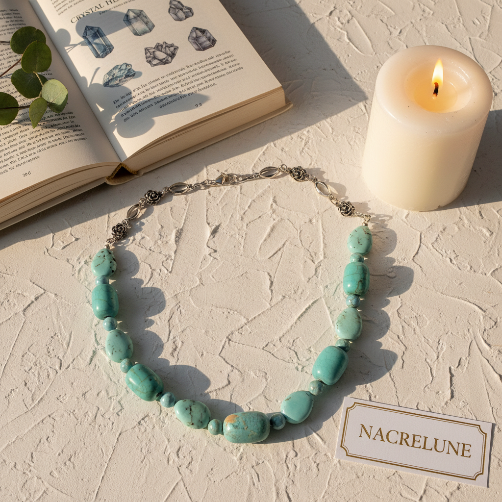 Collier en Turquoises Naturelles | Pierre de Protection nacrelune.com collier
