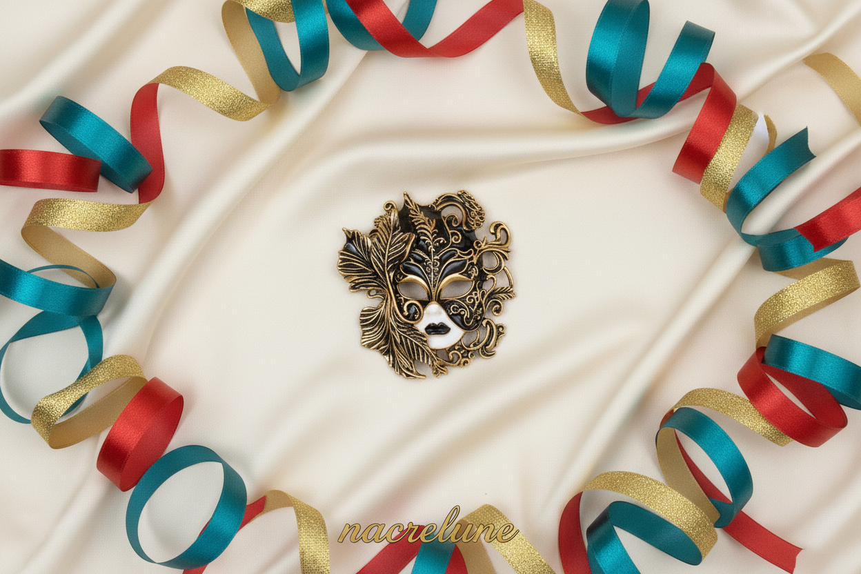 Broche masque carnaval NACRELUNE