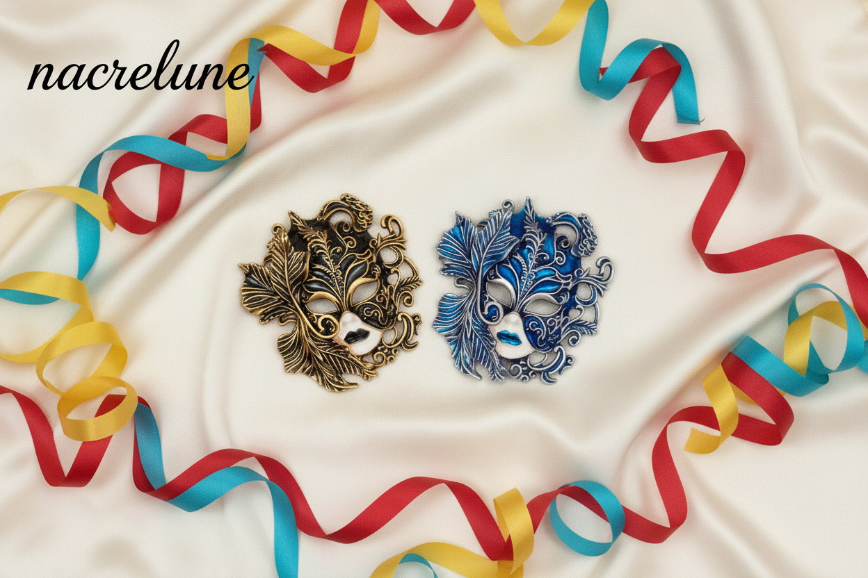 Broche masque carnaval NACRELUNE
