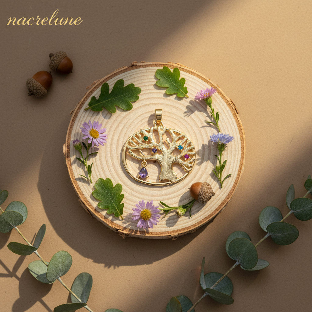 Pendentif Arbre de Vie Plaqué Or – Zirconias Multicolores | NACRELUNE NACRELUNE pendentif