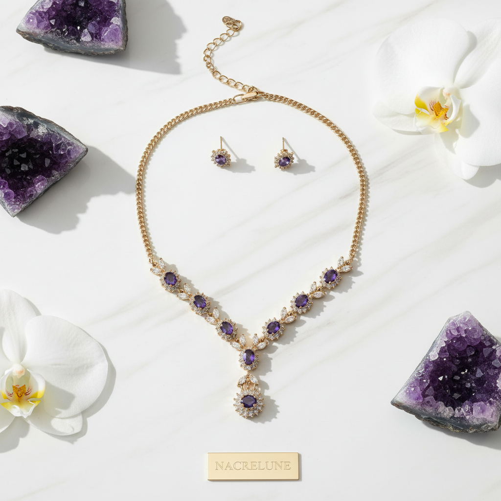 Parure zirconia améthyste nacrelune.com parure