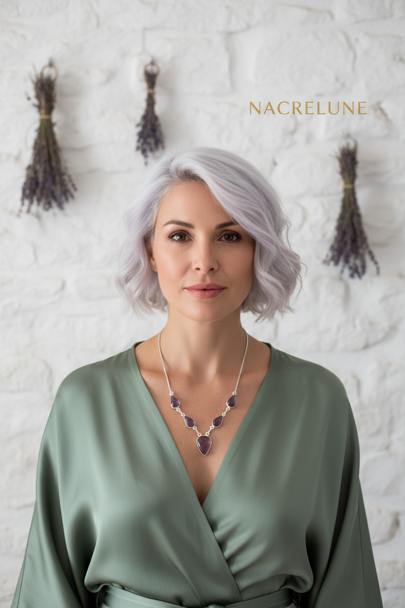 Collier argent et fluorites nacrelune.com collier