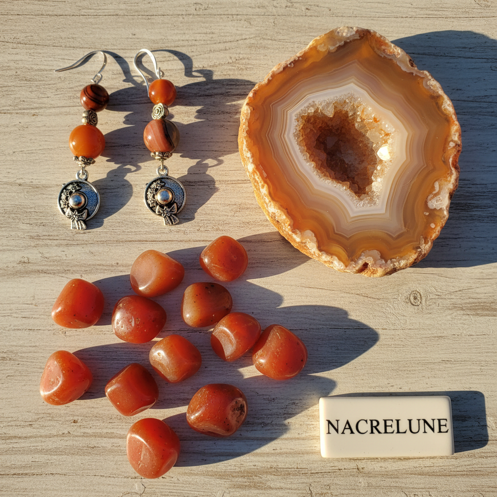 Boucles d'oreille en Agate Orange – Énergie & Vitalité | NACRELUNE nacrelune.com boucles d'oreille