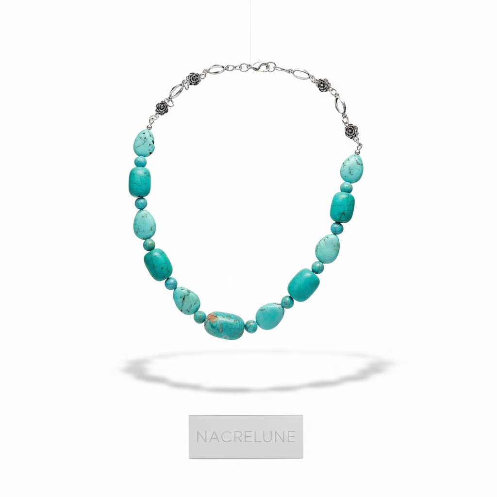 Collier en Turquoises Naturelles | Pierre de Protection nacrelune.com collier