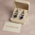 Boucles d'Oreille en Lapis Lazuli & Perles | Pierre de Sagesse nacrelune.com boucles d'oreille