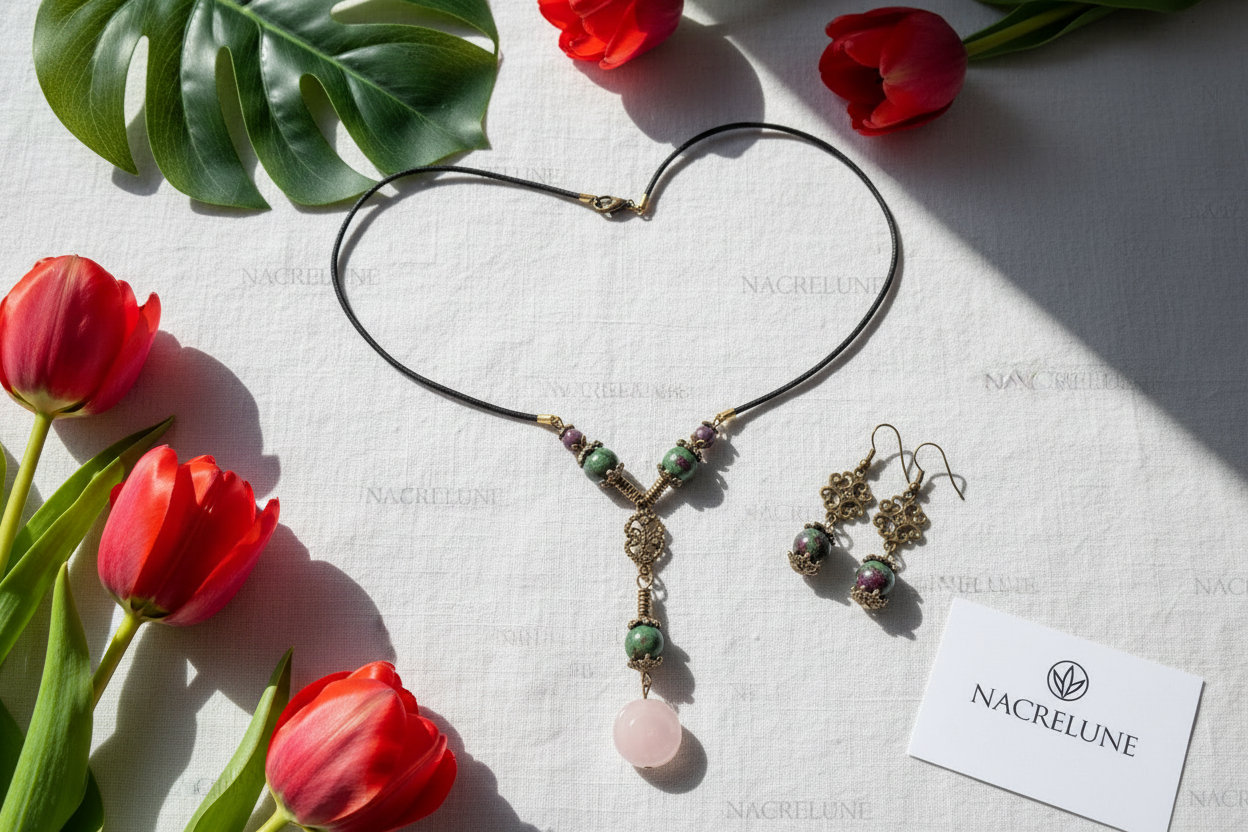 Parure en rubis zoïzite nacrelune.com parure