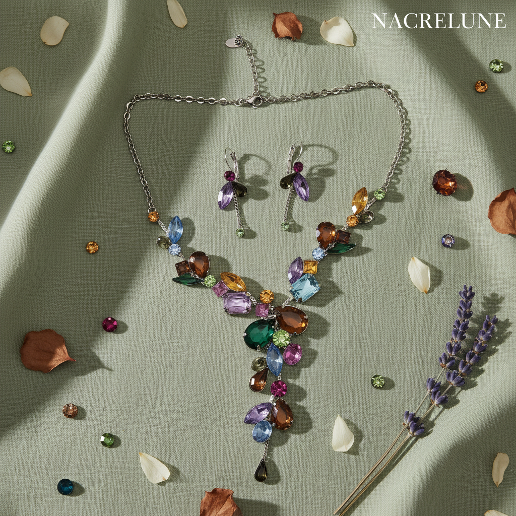 Collier en strass multicolores nacrelune.com parure
