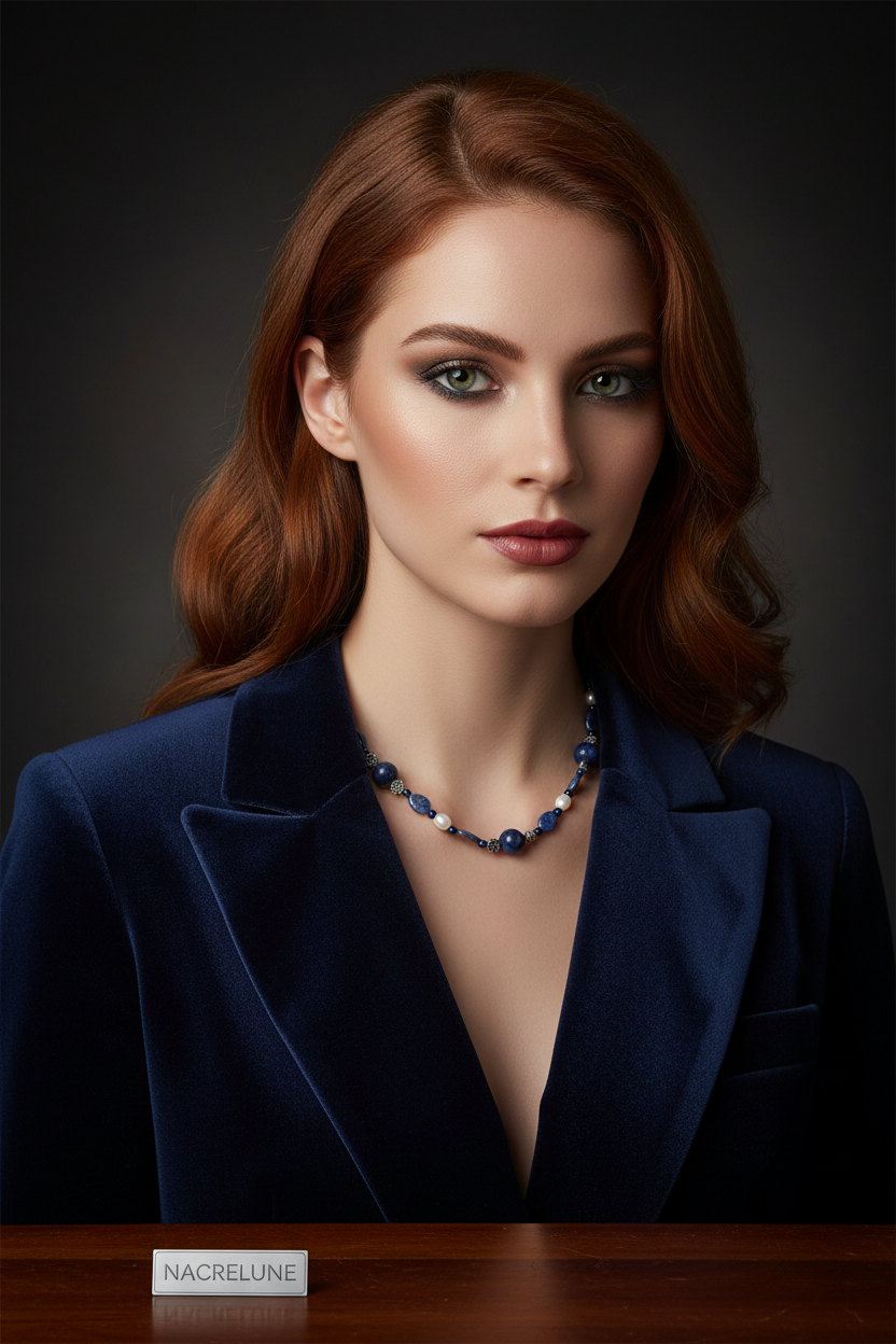 Collier en Lapis Lazuli & Perles | Pierre de Sagesse & Vérité nacrelune.com collier