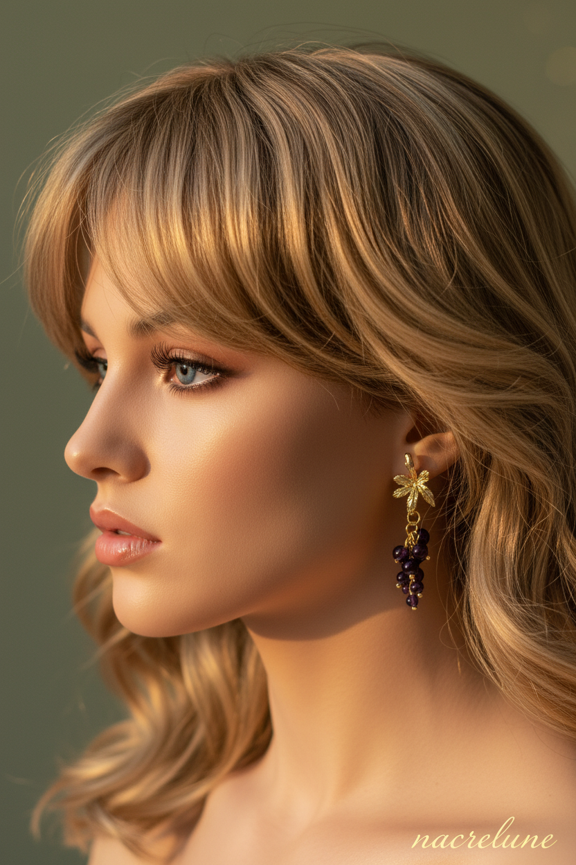 Boucles d'Oreilles Fantaisie Grappe de Raisin nacrelune.com boucles d'oreille