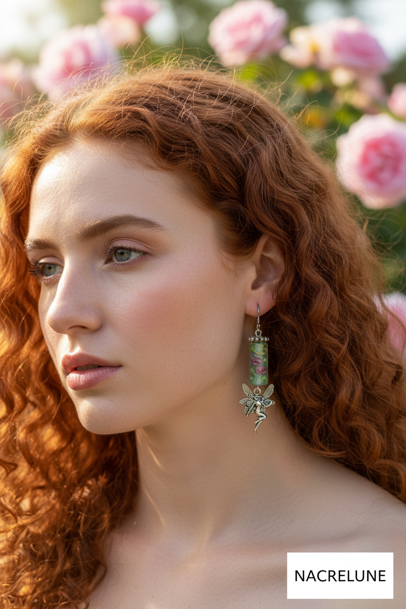 Boucles d'oreille en Verre Peint – Pendentif Féérique | NACRELUNE nacrelune.com boucles d'oreille