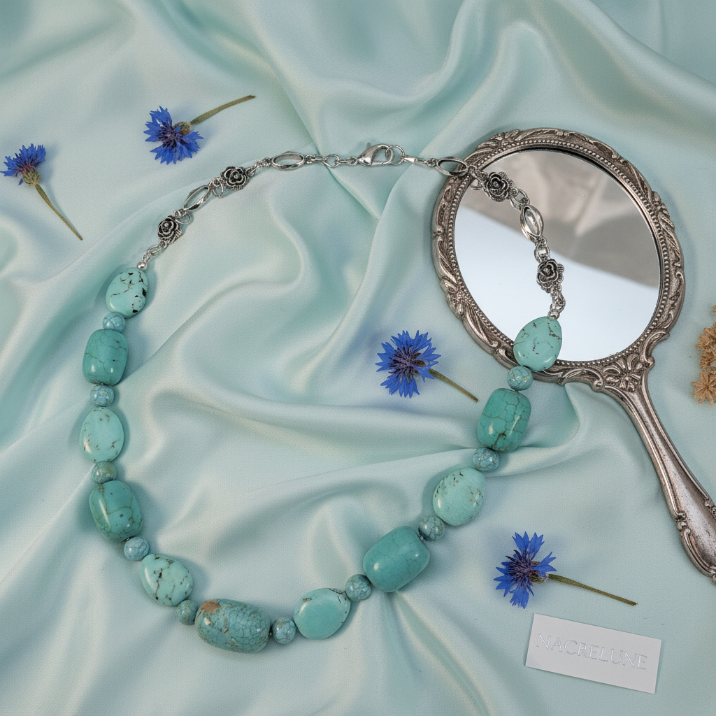 Collier en Turquoises Naturelles | Pierre de Protection nacrelune.com collier